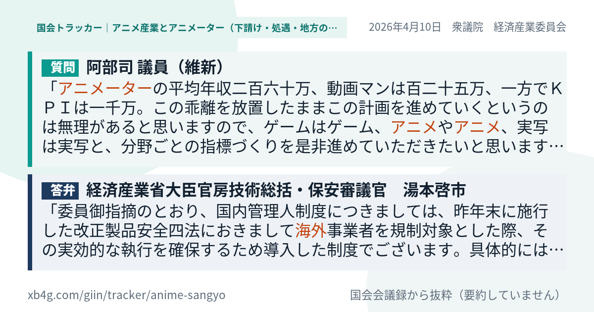 質問と答弁のカード