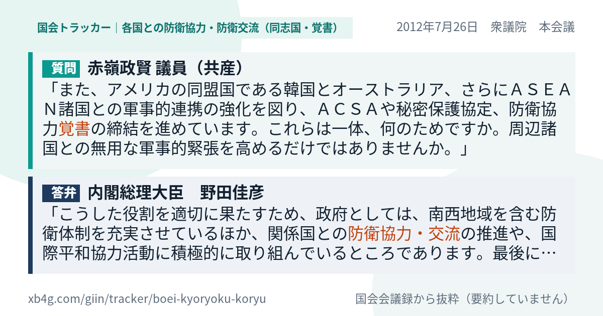 質問と答弁のカード