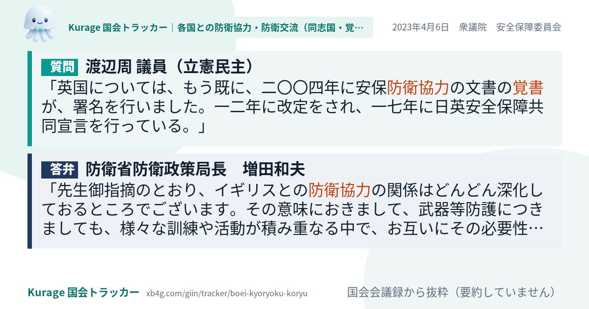 質問と答弁のカード
