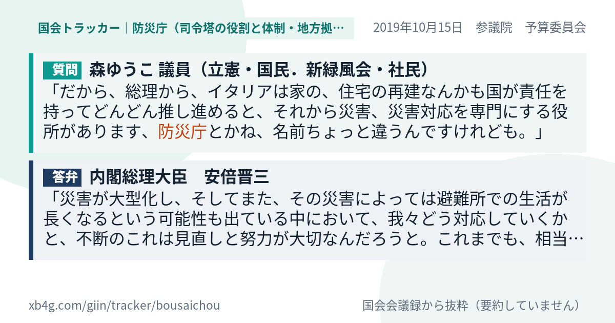 質問と答弁のカード