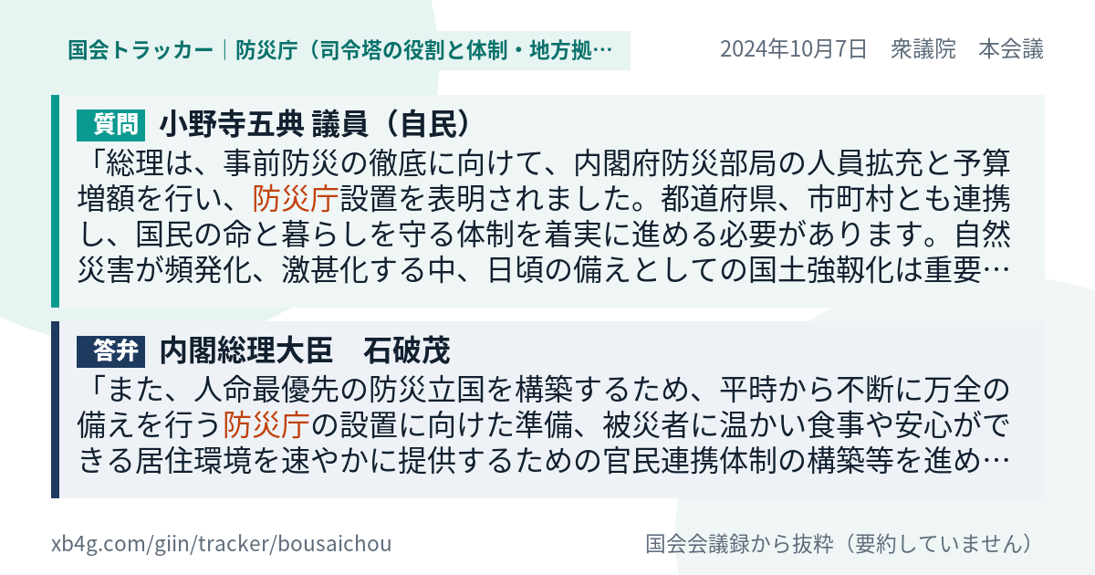 質問と答弁のカード