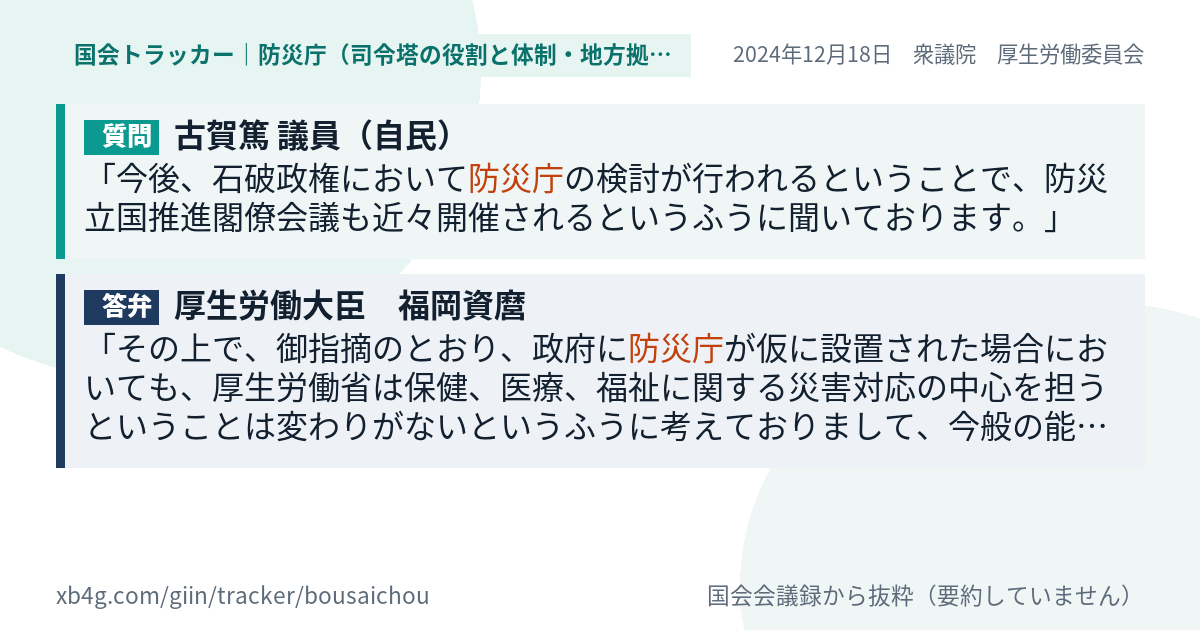 質問と答弁のカード