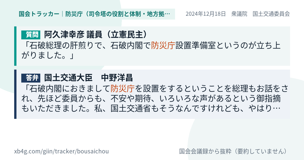 質問と答弁のカード