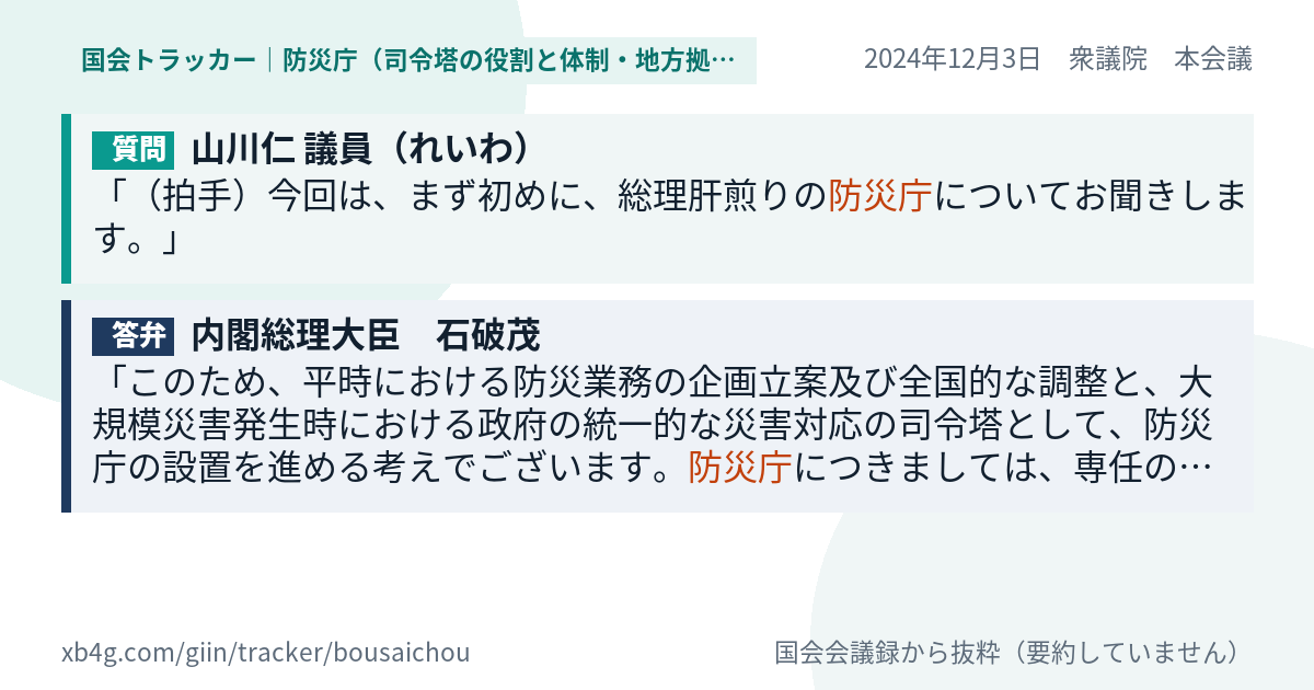 質問と答弁のカード
