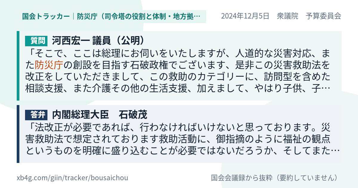 質問と答弁のカード