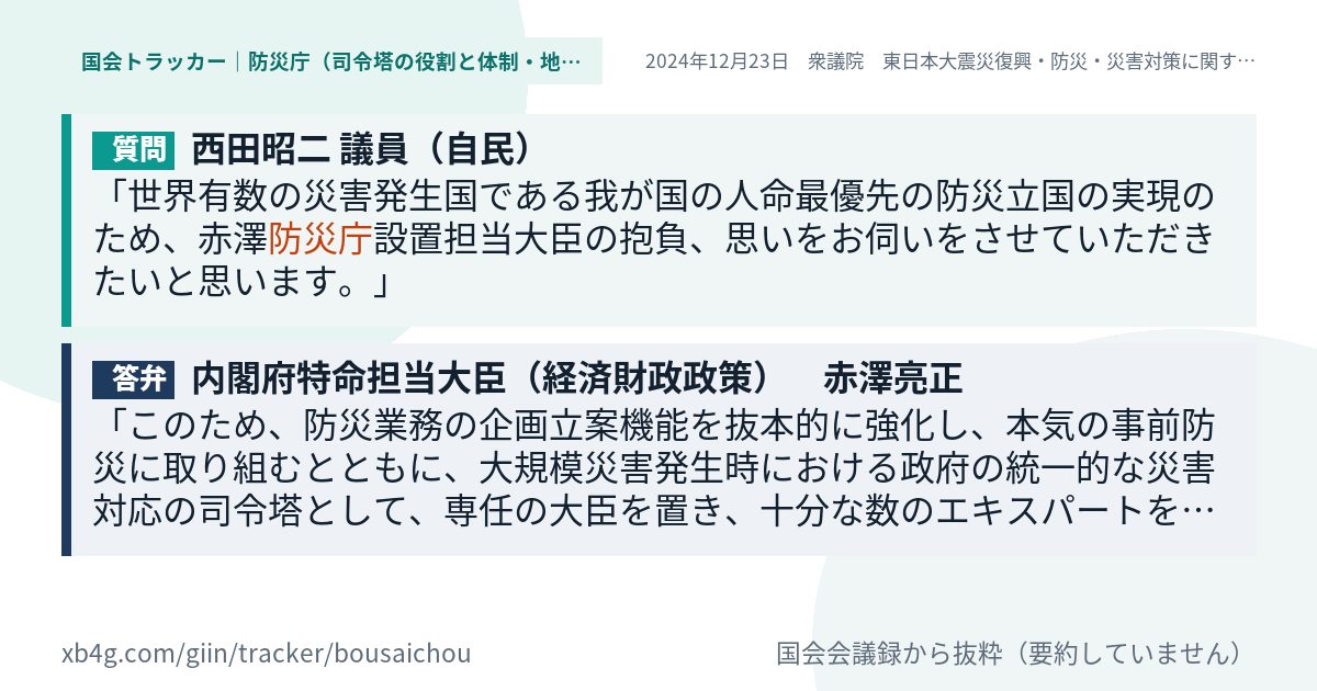 質問と答弁のカード
