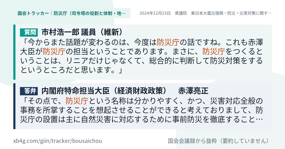 質問と答弁のカード