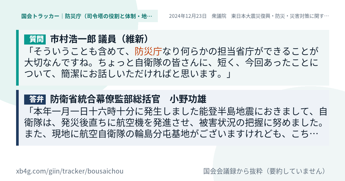 質問と答弁のカード