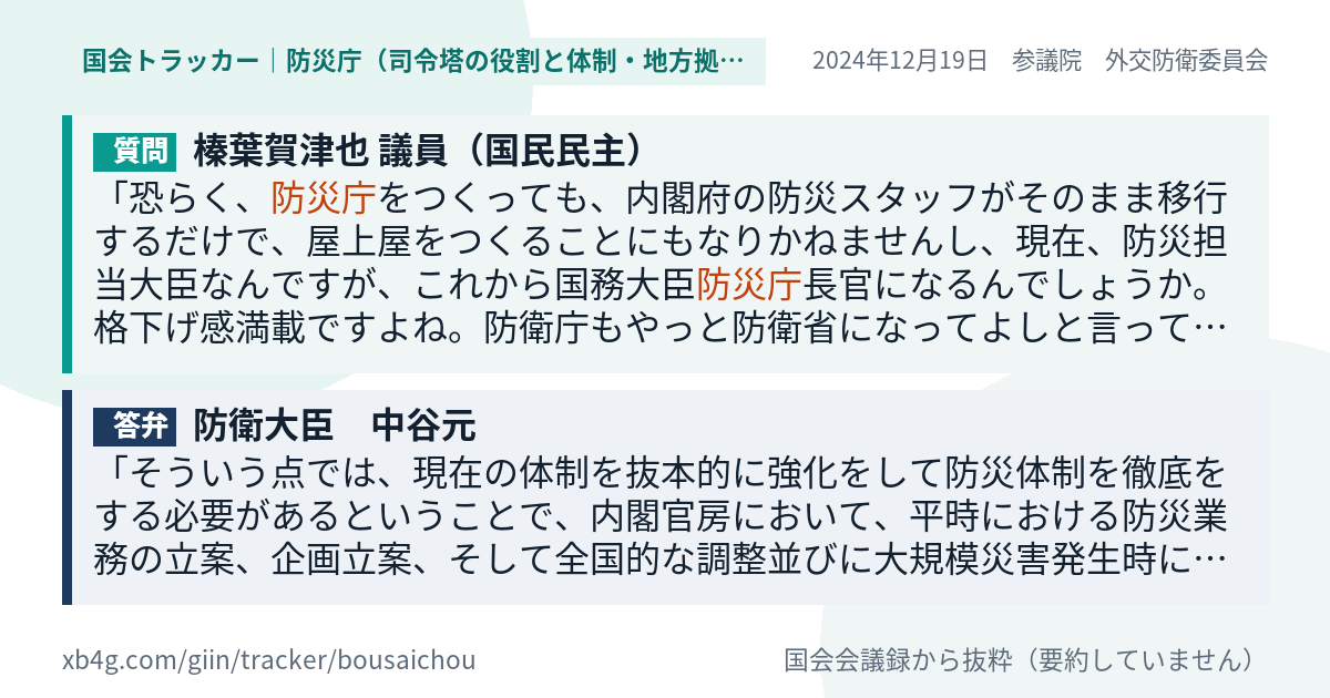 質問と答弁のカード
