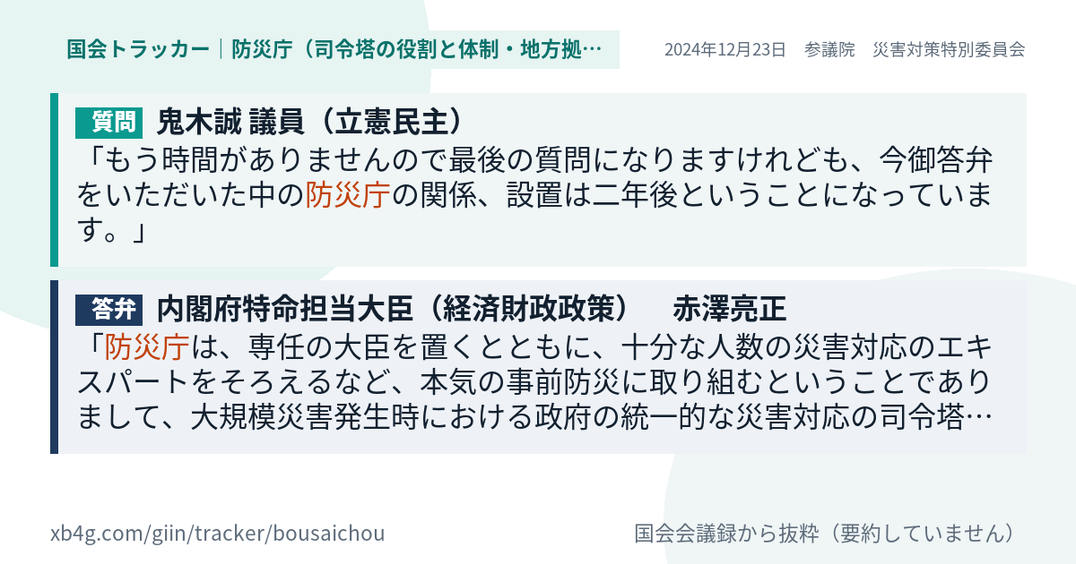 質問と答弁のカード