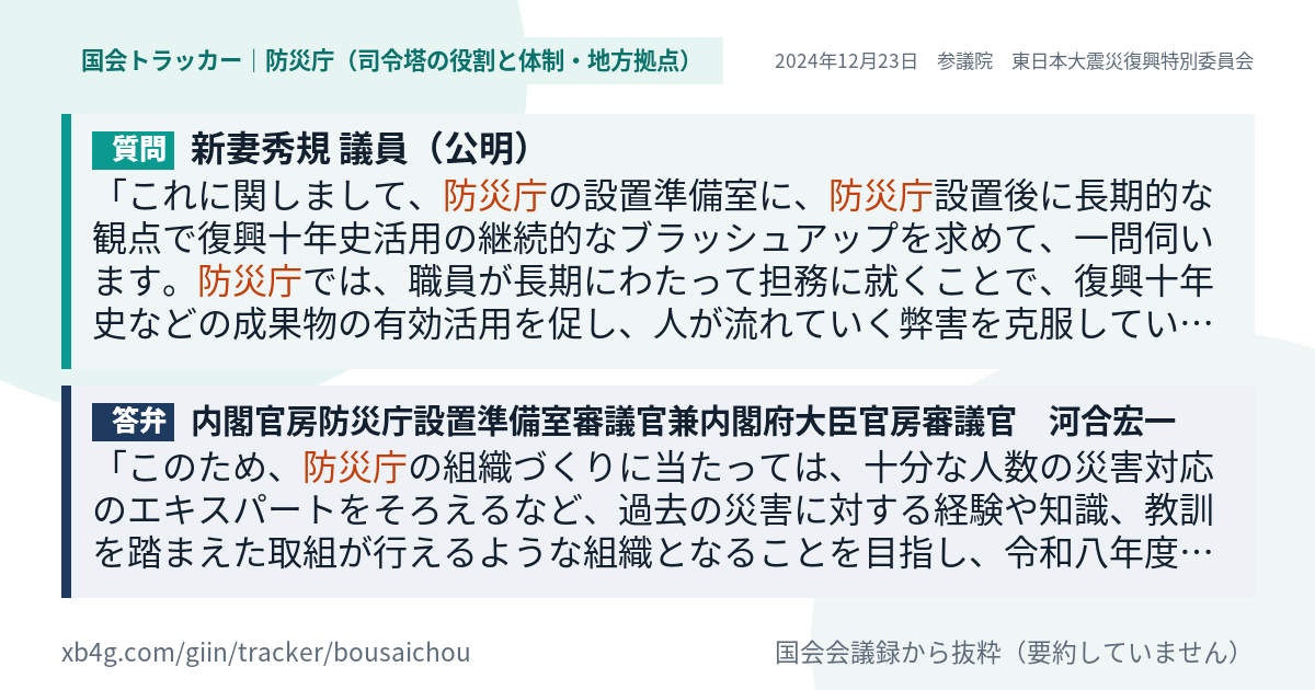 質問と答弁のカード