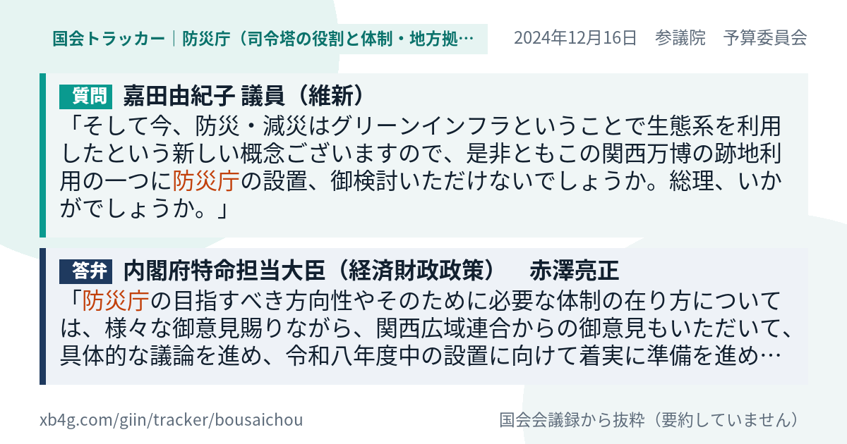 質問と答弁のカード