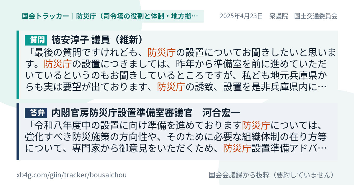 質問と答弁のカード