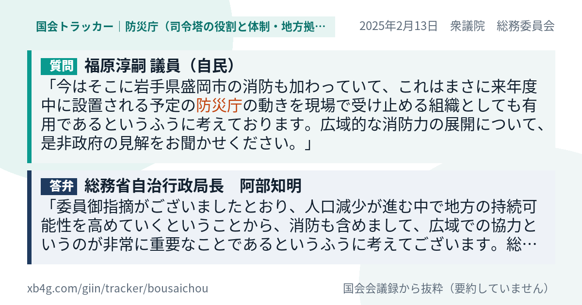 質問と答弁のカード