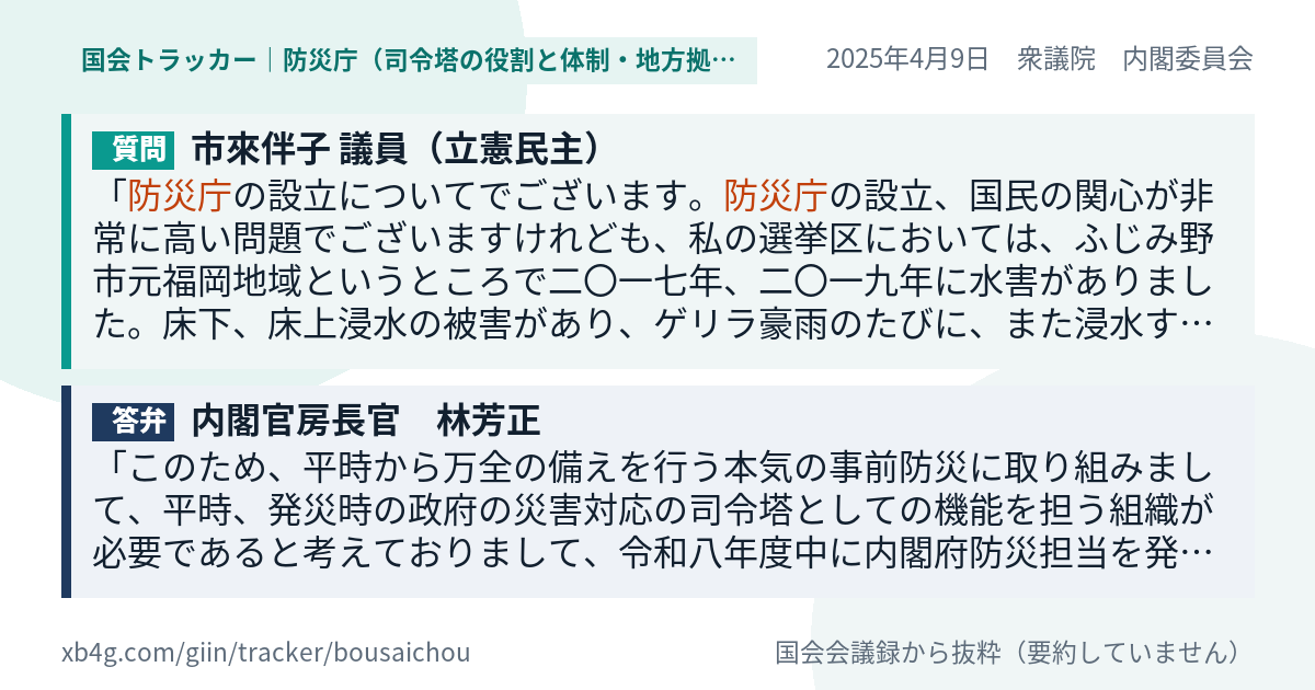 質問と答弁のカード