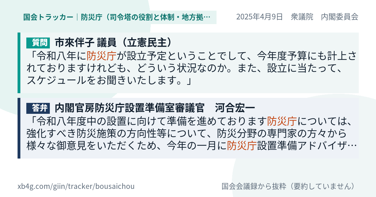 質問と答弁のカード