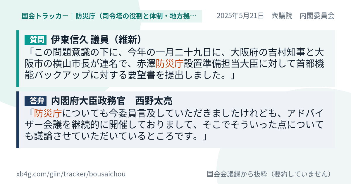 質問と答弁のカード