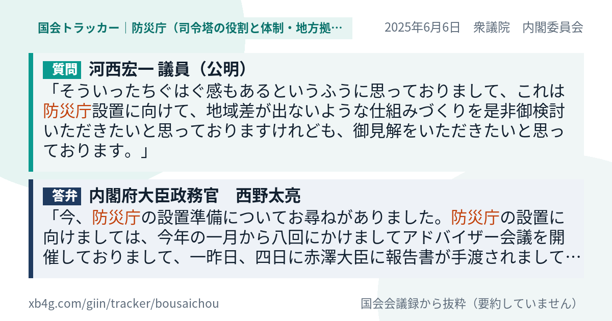 質問と答弁のカード