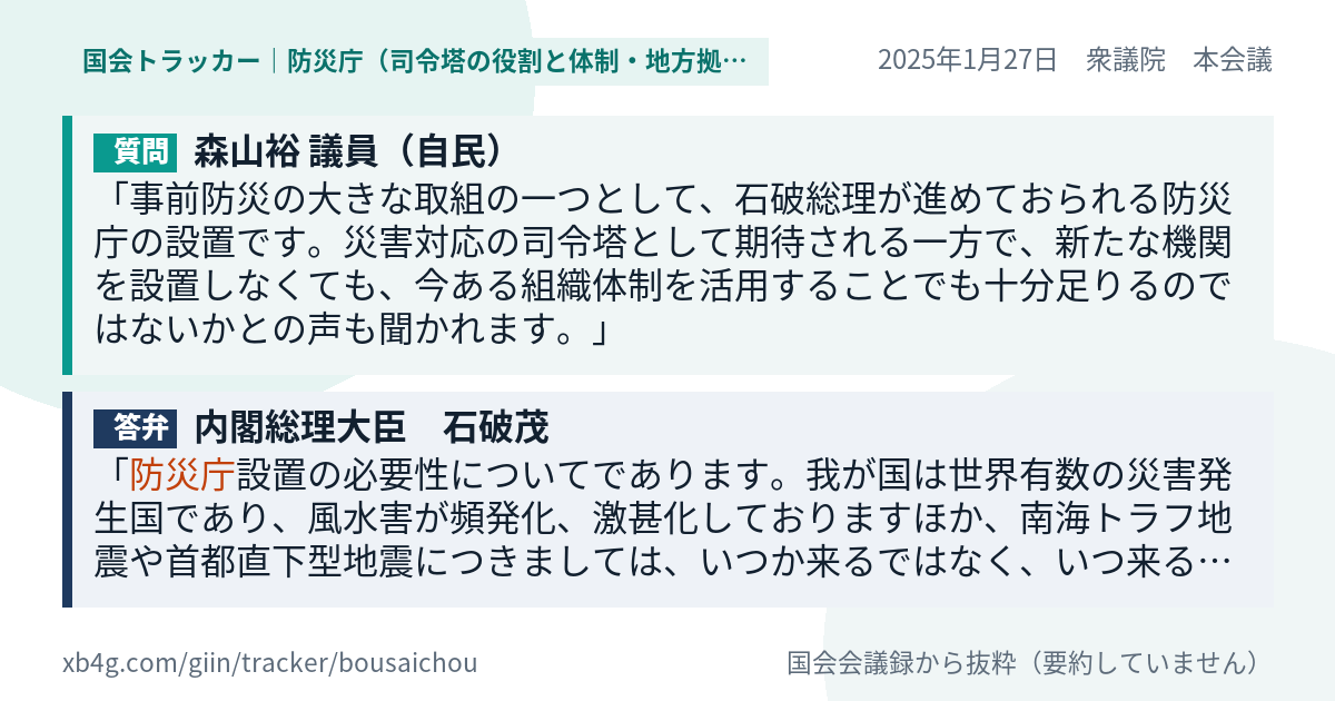 質問と答弁のカード