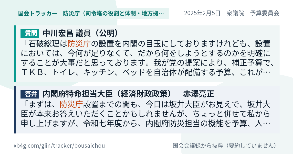 質問と答弁のカード