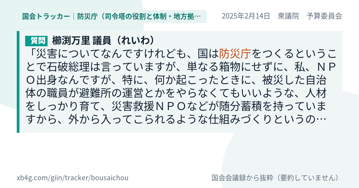 質問と答弁のカード