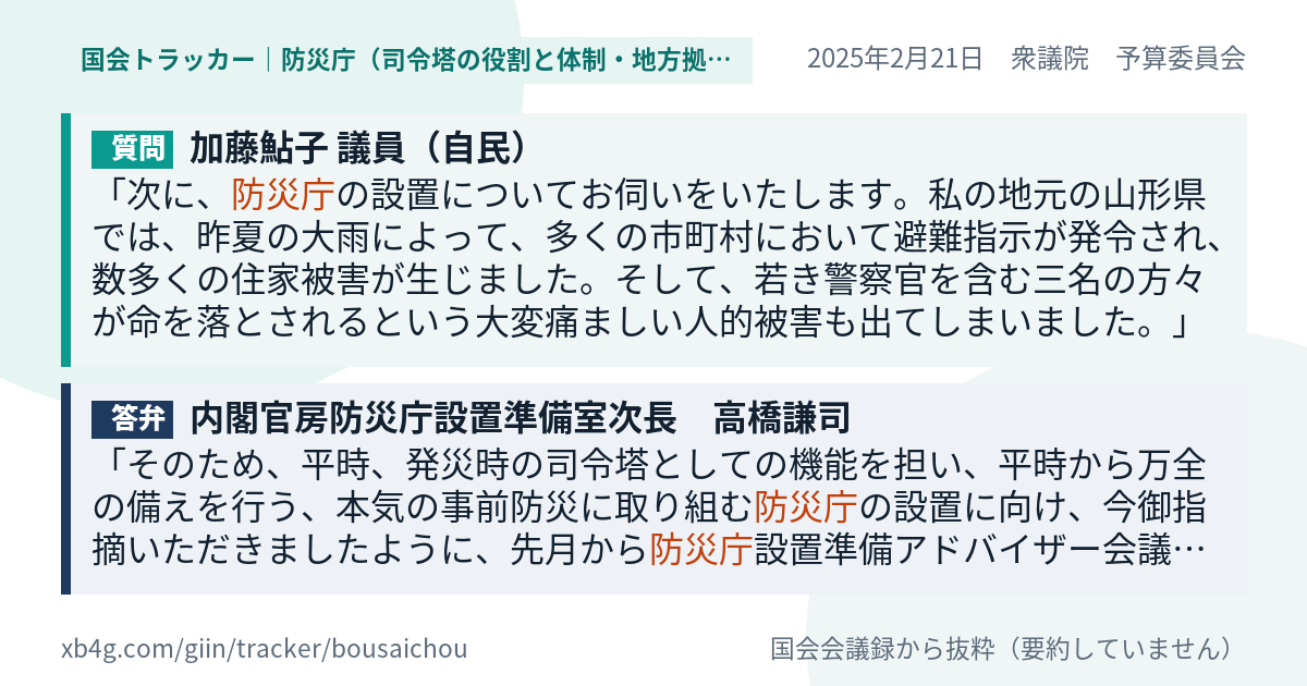 質問と答弁のカード