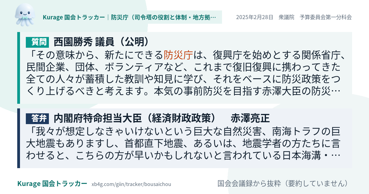 質問と答弁のカード