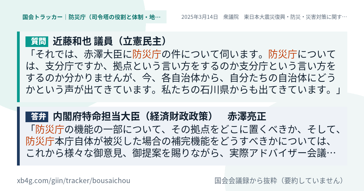 質問と答弁のカード