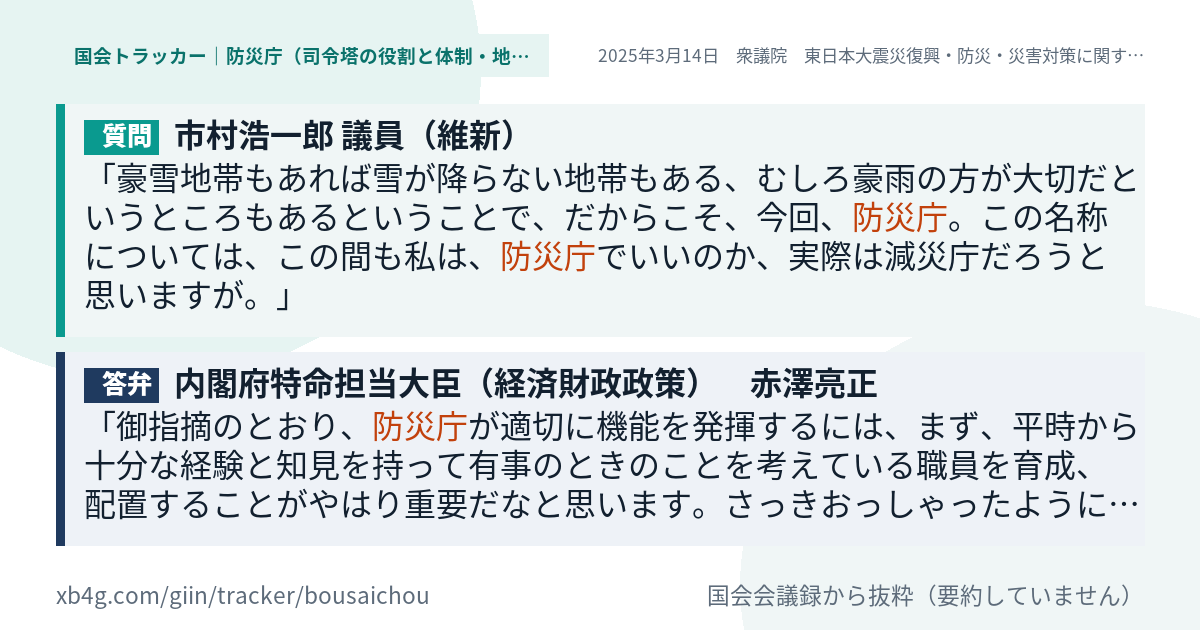 質問と答弁のカード