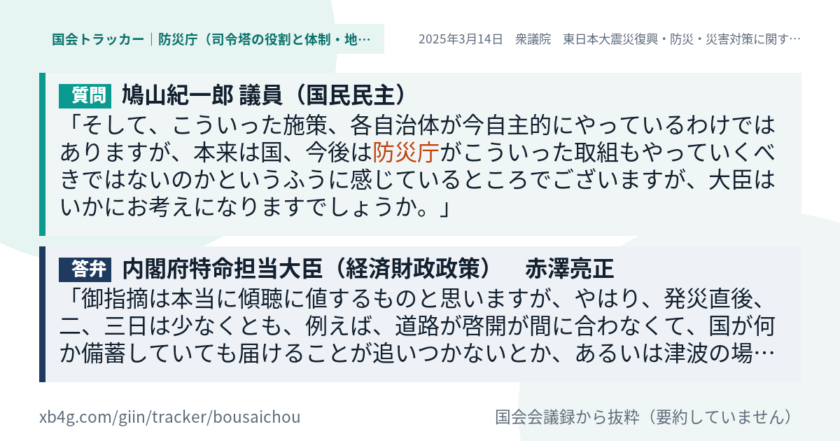 質問と答弁のカード