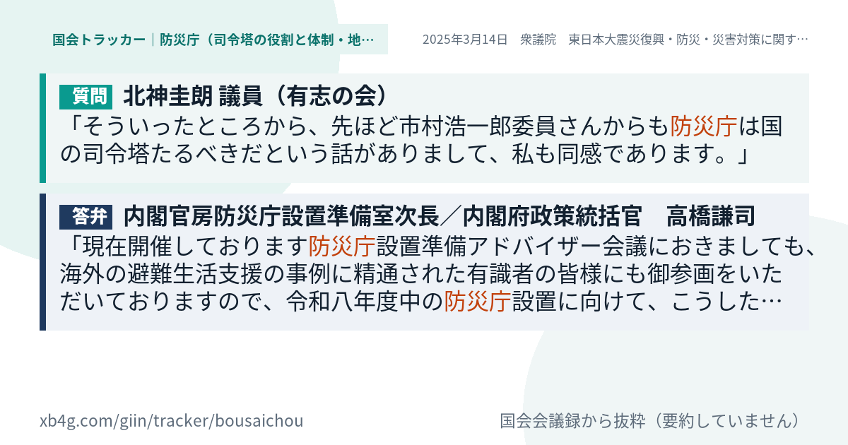 質問と答弁のカード