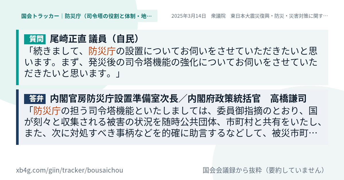 質問と答弁のカード
