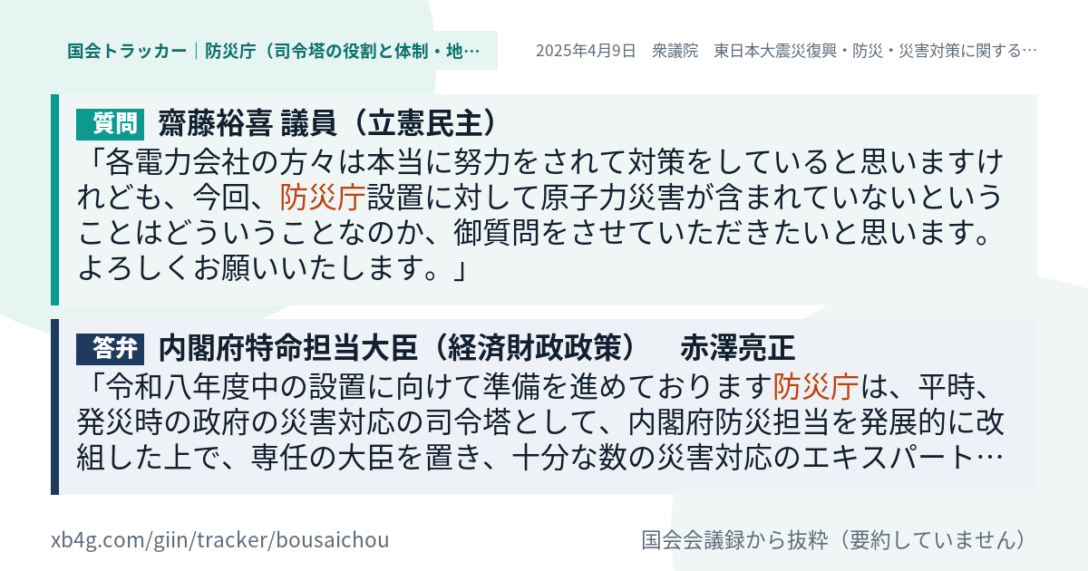 質問と答弁のカード