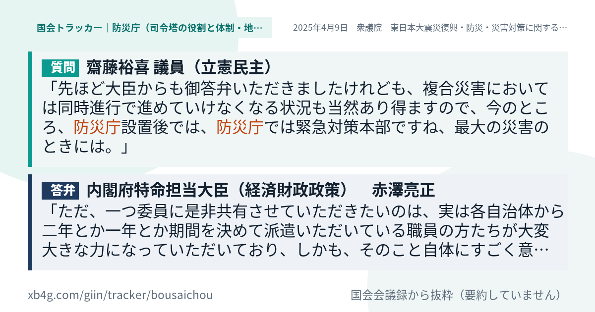 質問と答弁のカード