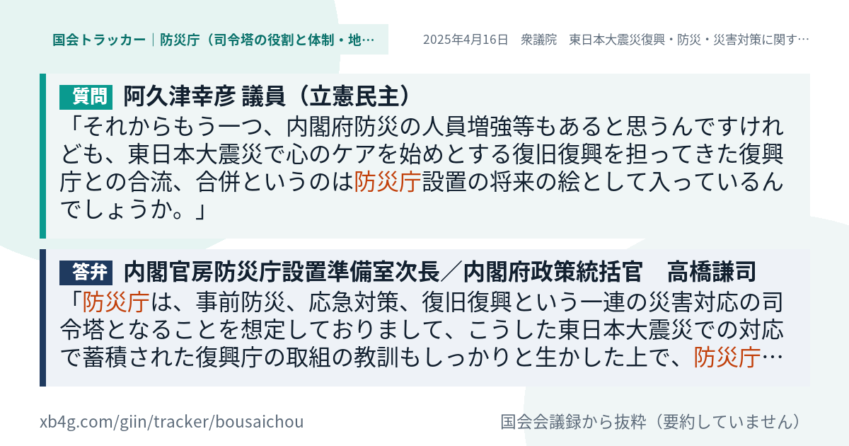 質問と答弁のカード