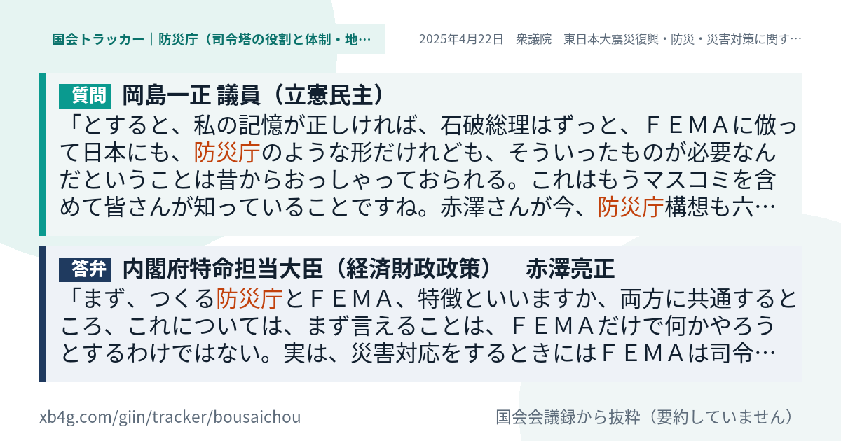 質問と答弁のカード