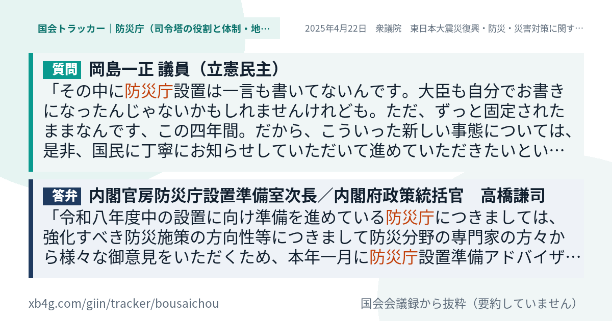 質問と答弁のカード