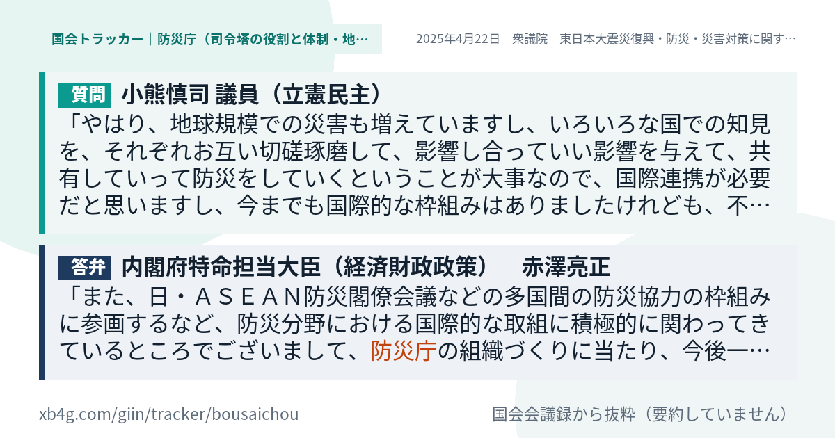質問と答弁のカード