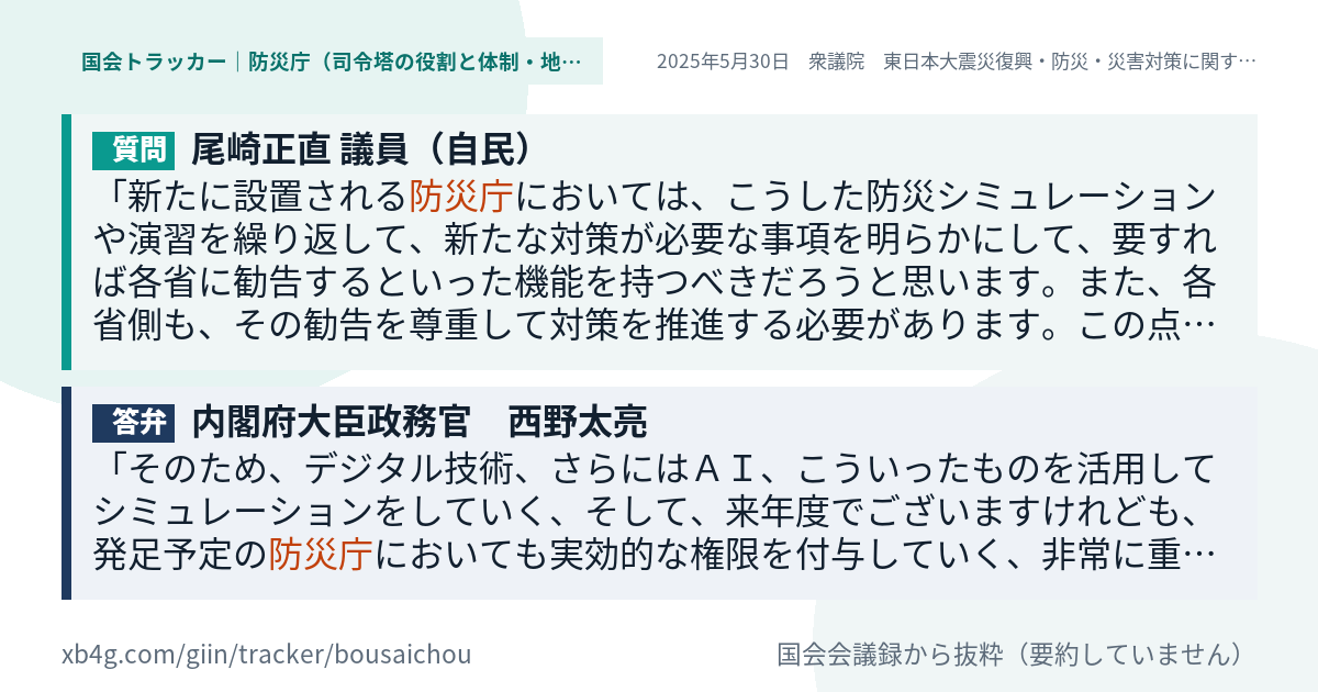質問と答弁のカード
