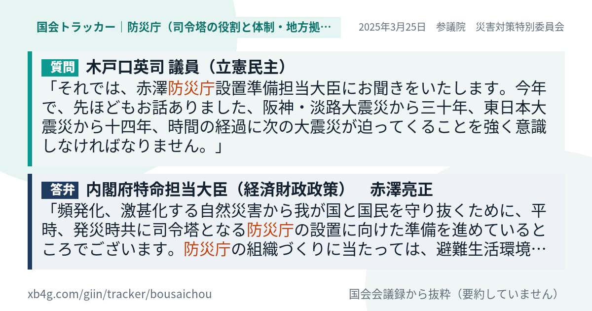 質問と答弁のカード