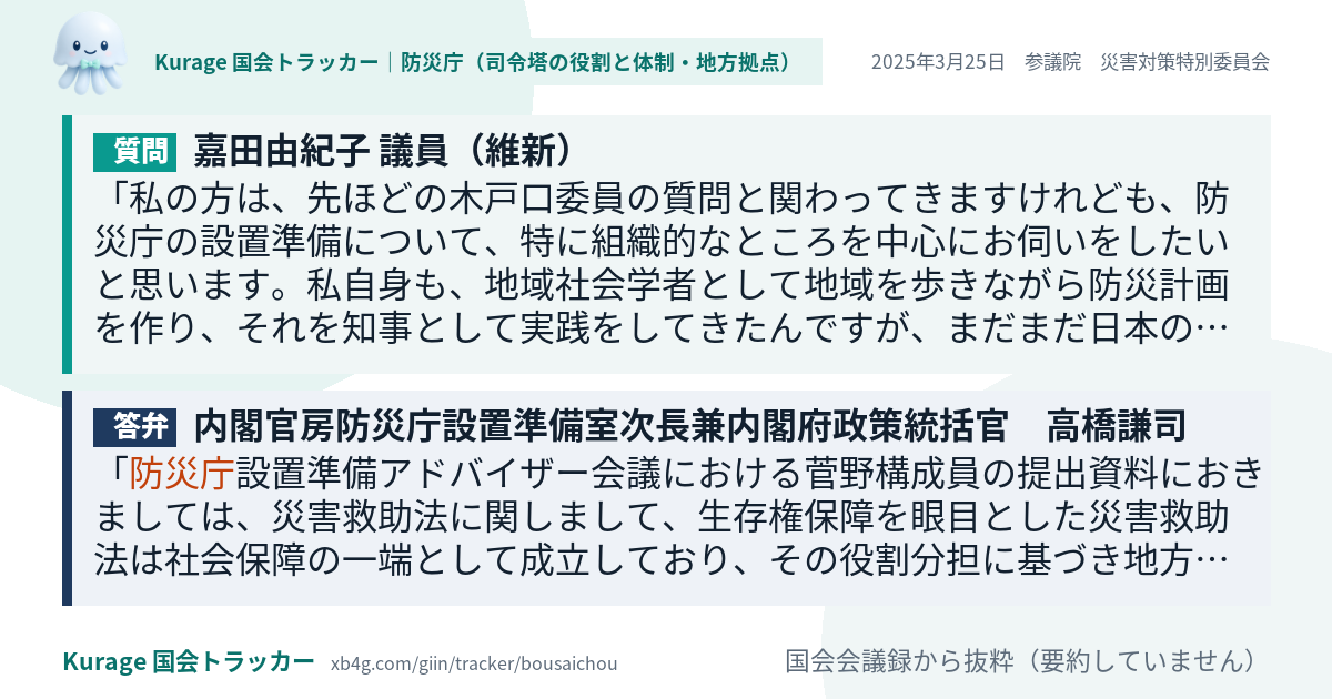 質問と答弁のカード
