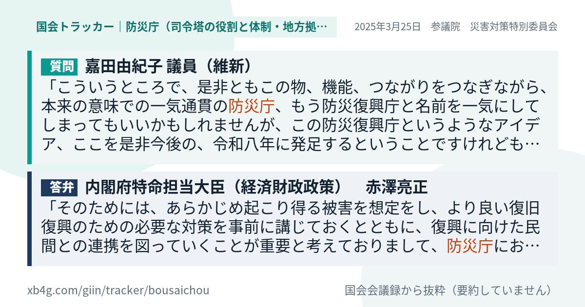 質問と答弁のカード