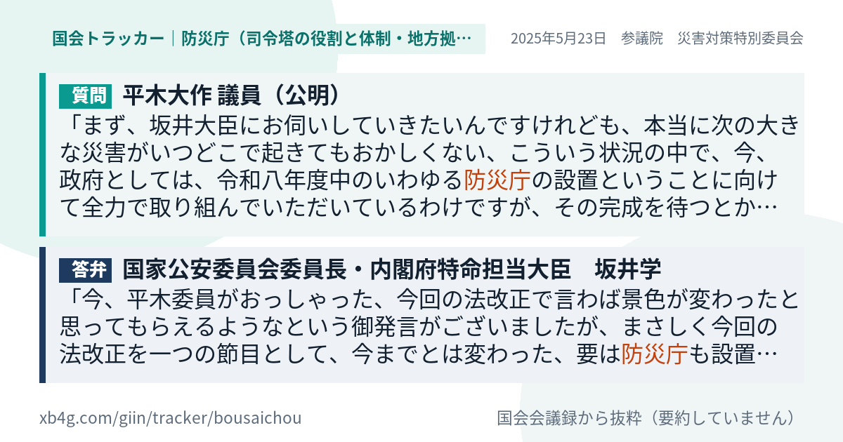 質問と答弁のカード