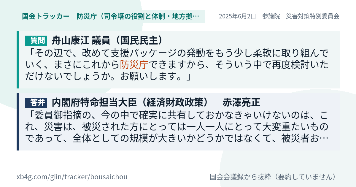 質問と答弁のカード
