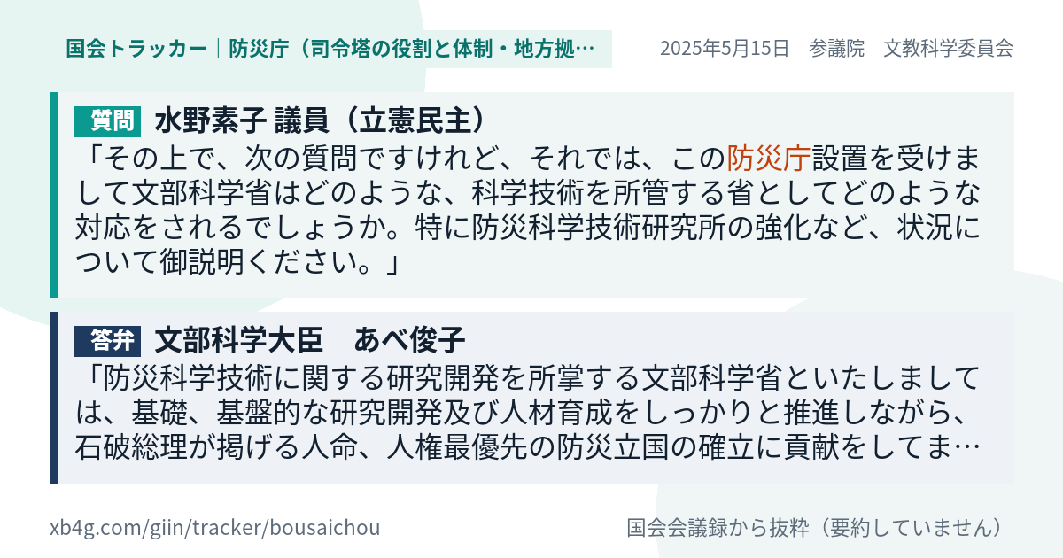 質問と答弁のカード