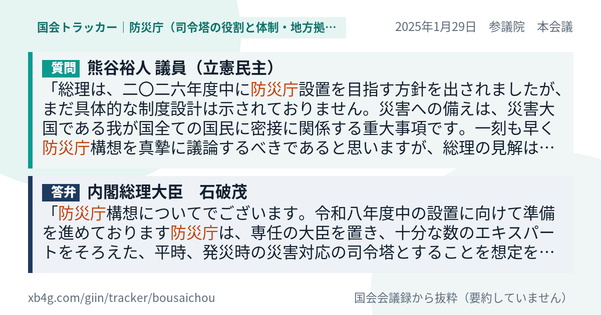 質問と答弁のカード
