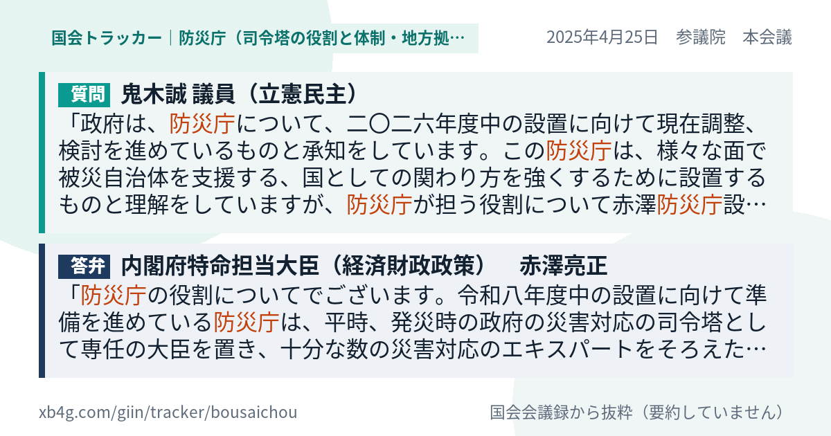 質問と答弁のカード