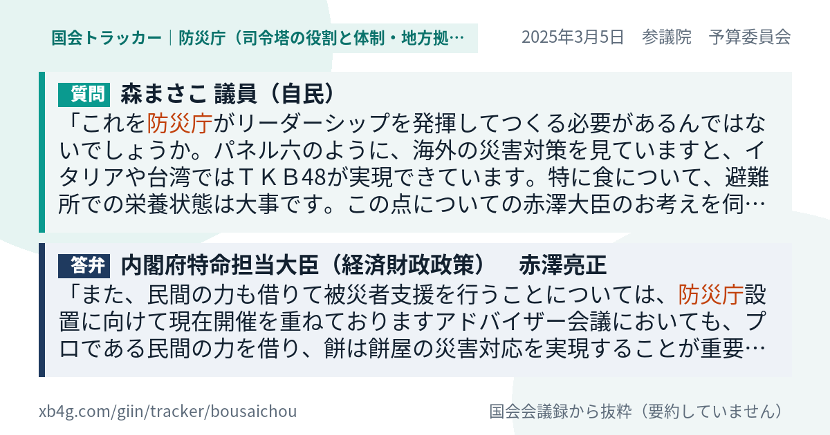 質問と答弁のカード