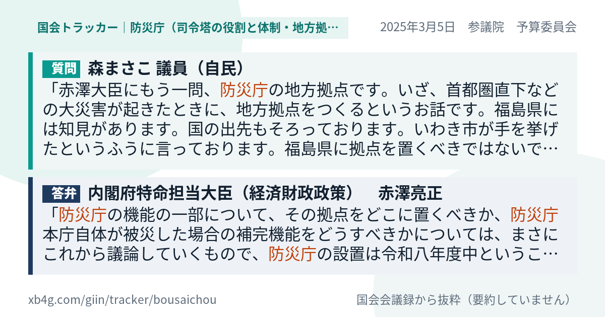 質問と答弁のカード