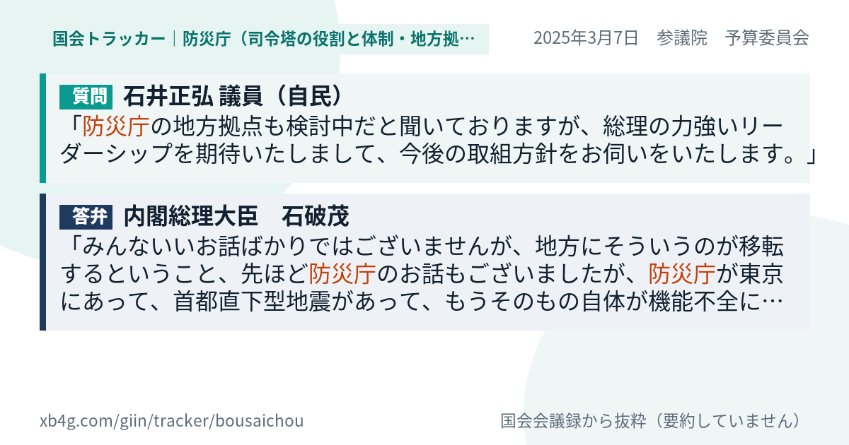 質問と答弁のカード